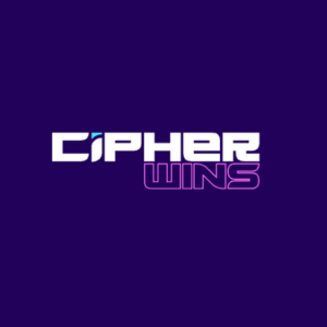 CIPHER WINS logo med en moderne design og lilla bakgrunn.