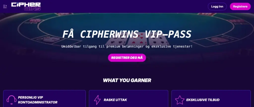 CipherWins VIP-pass med tilgang til eksklusive belønninger og tjenester.
