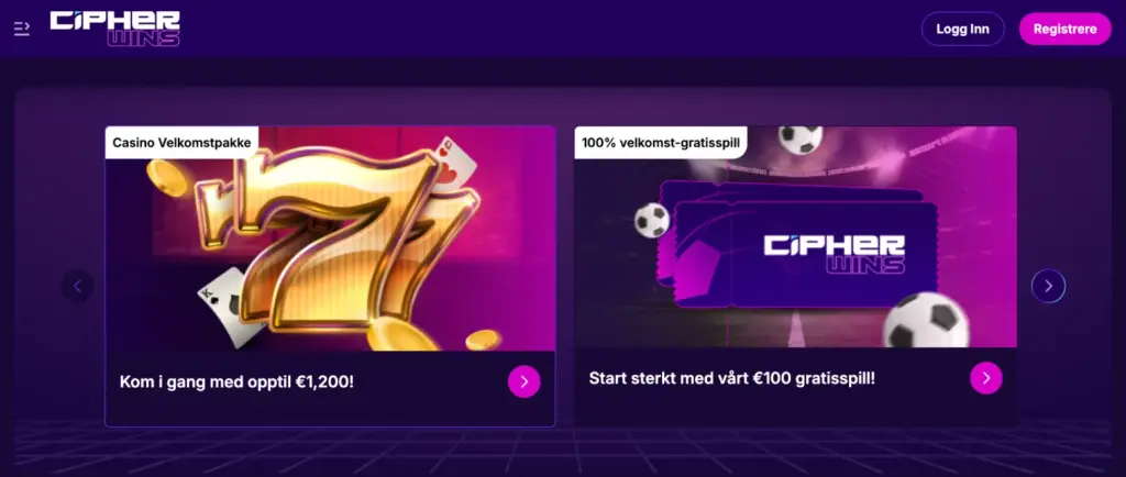 Velkomsttilbud med casinobonuser og gratisspill på CipherWins
